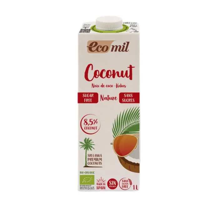 Bebida Vegetal de Coco Sin Azúcar Bio EcoMil, 1L
