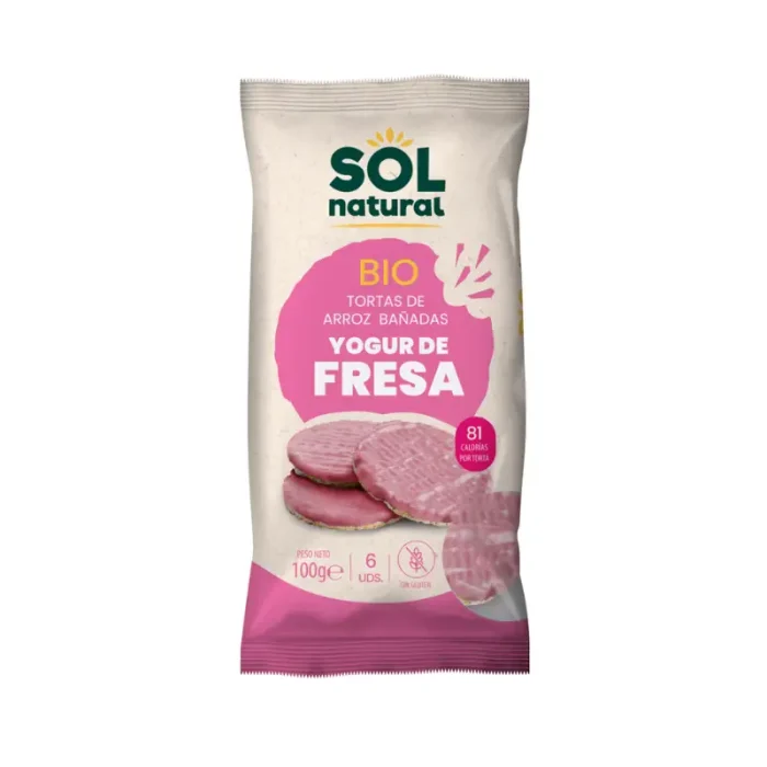 Tortas de Arroz y Yogur de Fresa Bio Sol Natural, 100g