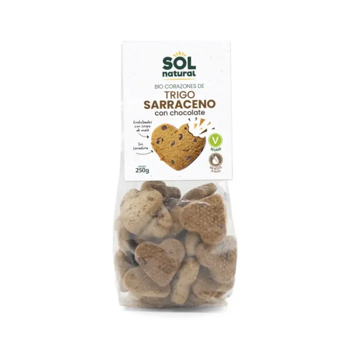 Galletas-Corazones Trigo Sarraceno Chocolate Bio Sol Natural, 250g