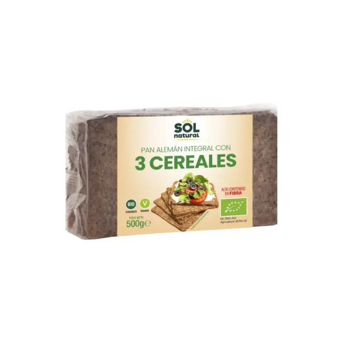 Pan Alemán de 3 Cereales Integral Bio Sol Natural, 500g