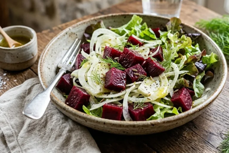 Ensalada de remolacha, hinojo y lechuga con vinagreta de limón Ensalada de remolacha, hinojo y lechuga con vinagreta de limón